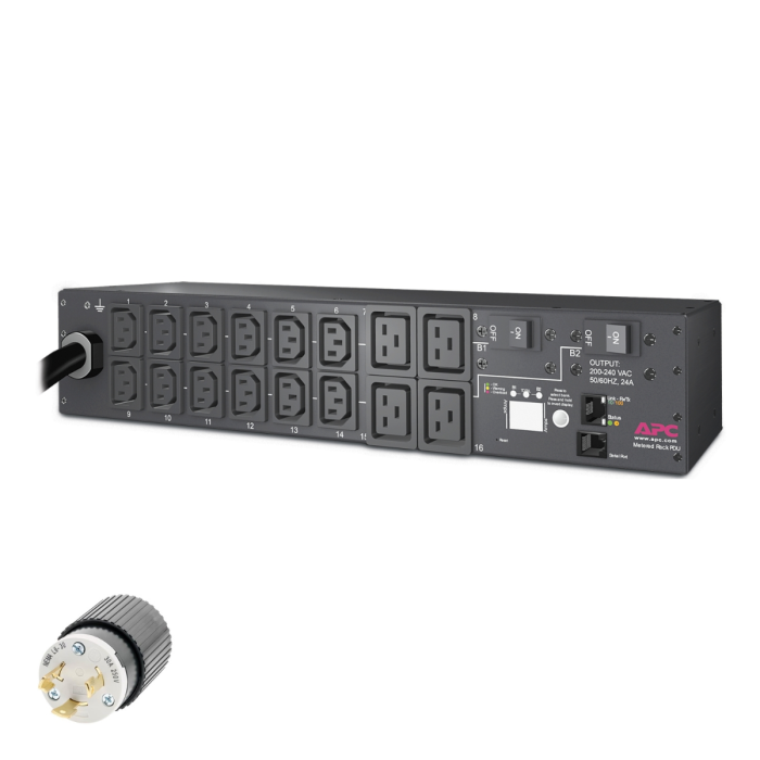APC AP7811B Rack PDU Metered 5000VA 30A 208/230V 2U, Output:(12)C13, (4)C19 - Refurbished