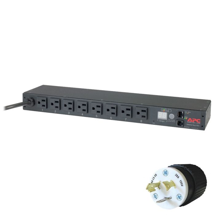 APC AP7801 Rack PDU, Metered, 1U, L5-20P, 20A, 120V Input, (8) NEMA 5-20R Output - Refurbished
