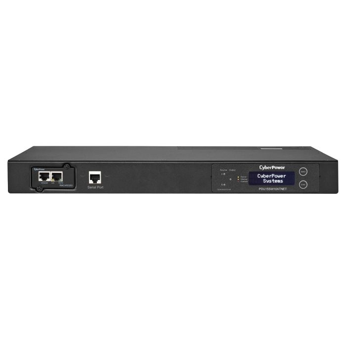 CyberPower PDU15SW10ATNET Rack PDU, Switched, 1U, 15A 120V (2)5-15P Input, 120V (10)5-15R Output - Refurbished
