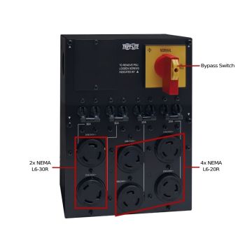 Tripp Lite SUPDMB710 Detachable PDU, Tower, 208-240V, (4) L6-20R & (2) L6-30R Output, Hardwire Input - Refurbished